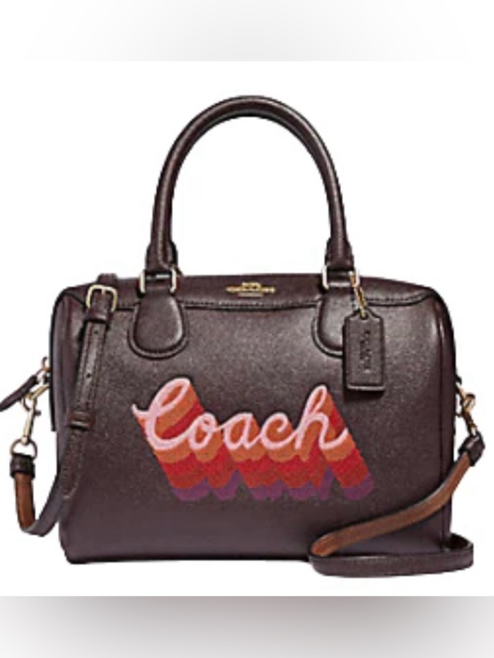 COACH Mini Bennett w/Neon Script Graphic-Oxblood Multi